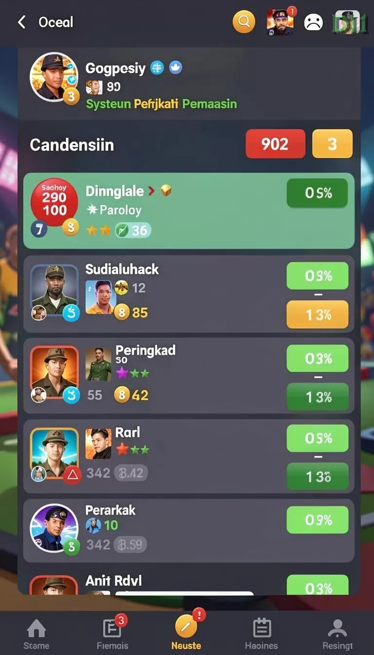 Cuplikan layar Y89 — menu navigasi